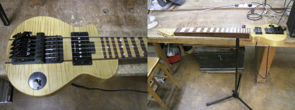 A custom lap steel guitar made by Christopher Beament and Mark Page.